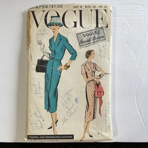 Vogue Special Design Vintage 1950's Pattern #S-4754 Women's Dress Size 18 HTF